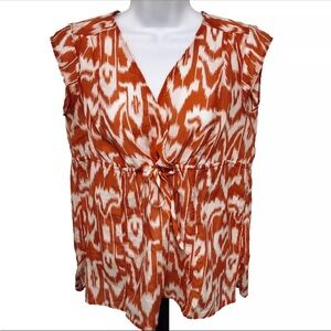 TALBOTS Top Silk Blend Pullover Cap Sleeve Crossover Tie Front Sheer